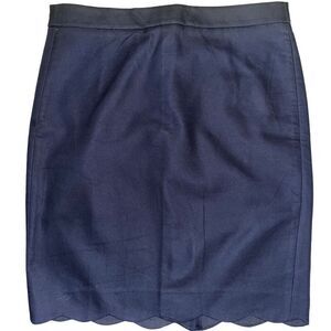 J. By J. Crew navy scalloped hem pencil skirt 8 NWT‎